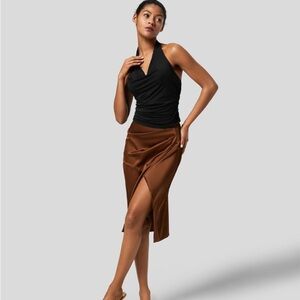 Halara ruched black halter tank top NWT